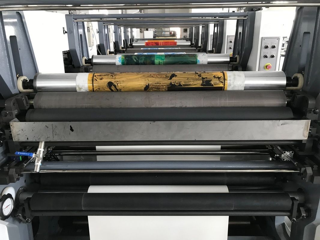 PE-beschichtete Doppelflexo-Druckmaschine mit 100 mm Web-Roller-Durchmesser und UV-IR-Trockner